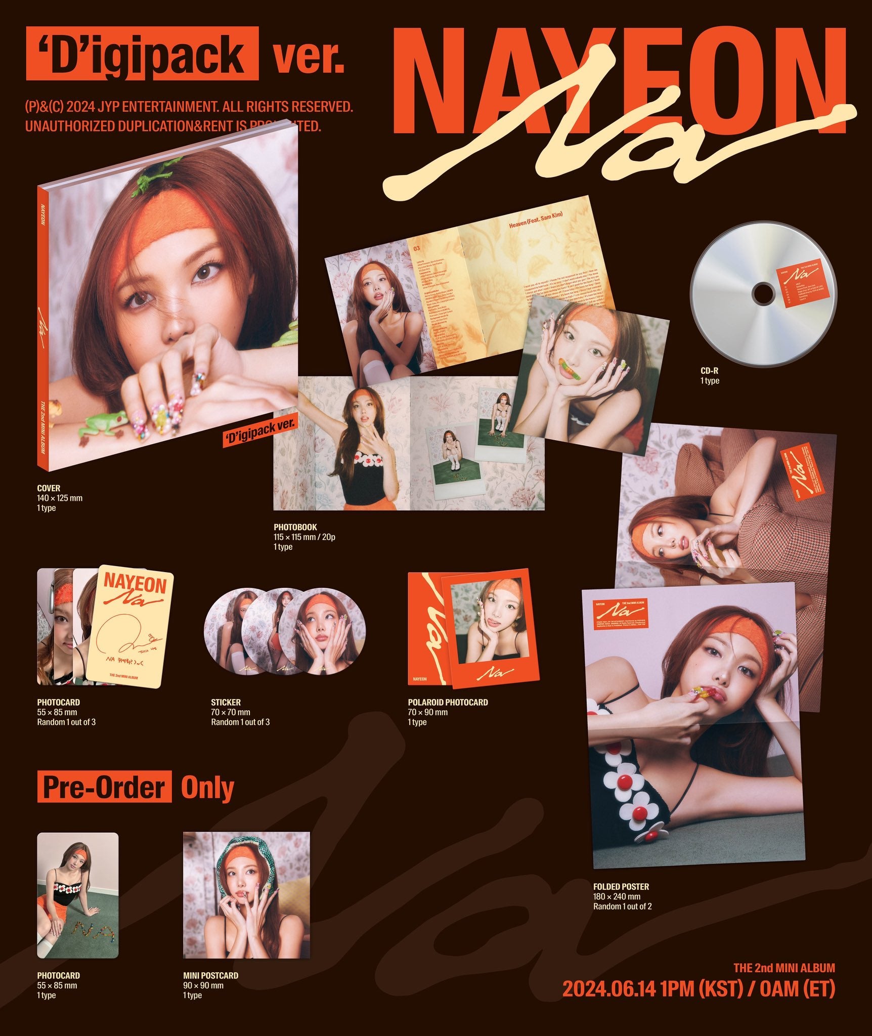 NAYEON (TWICE) - NA (THE 2ND MINI ALBUM) DIGIPACK VER. + Apple Music Photocard