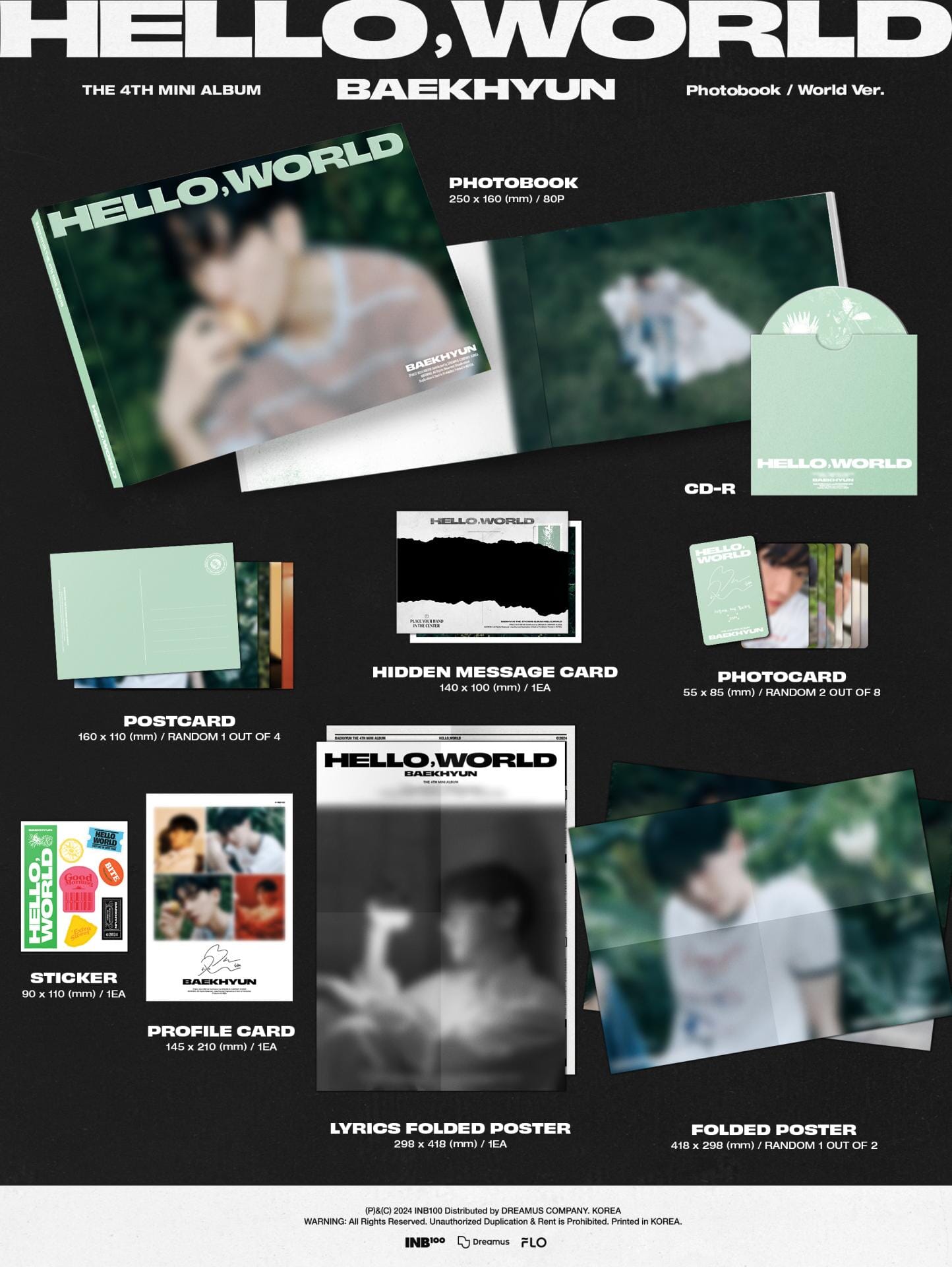 BAEKHYUN (EXO) - HELLO, WORLD (THE 4TH MINI ALBUM) PHOTOBOOK VER. + Makestar Photocard Nolae