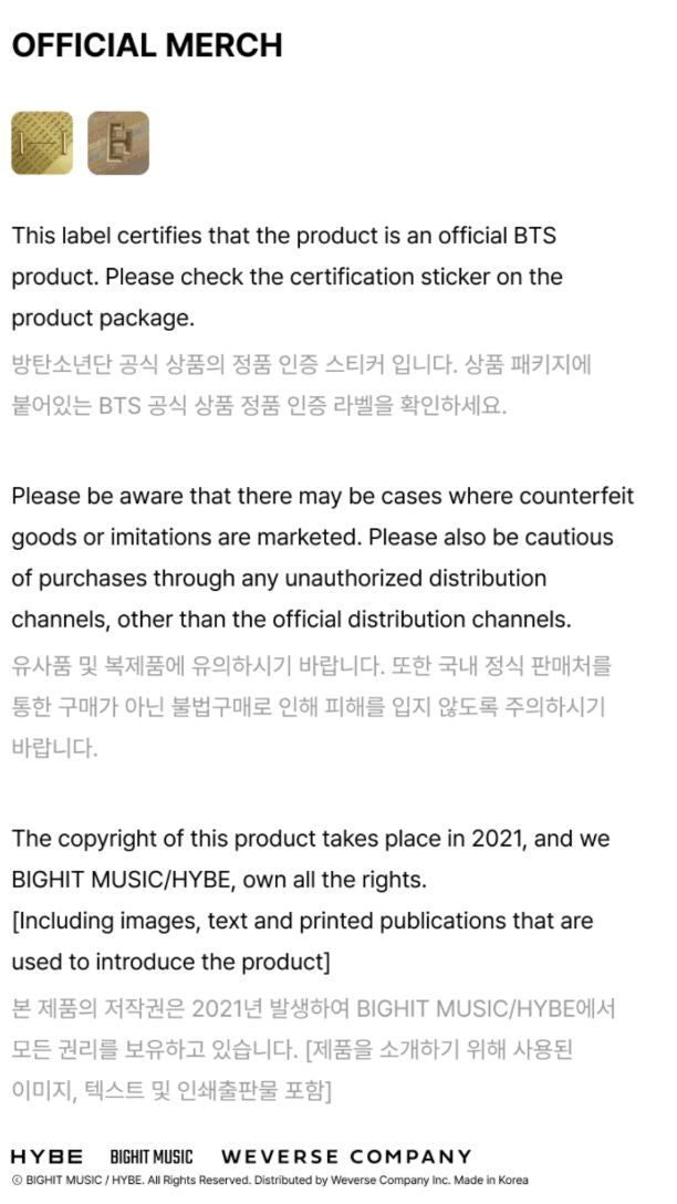 BTS - TOUR STAMP EUROPE (WORLD TOUR 'ARIRANG' OFFICIAL MD) Nolae