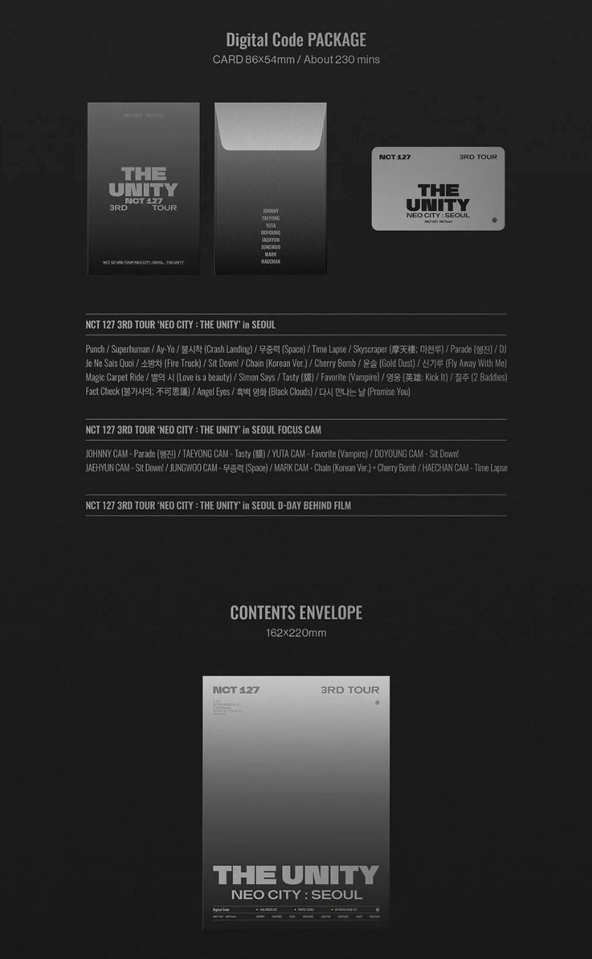 NCT 127 - 3RD TOUR 'THE UNITY' NEO CITY : SEOUL (DVD/ BLU-RAY/ DIGITAL CODE) Nolae