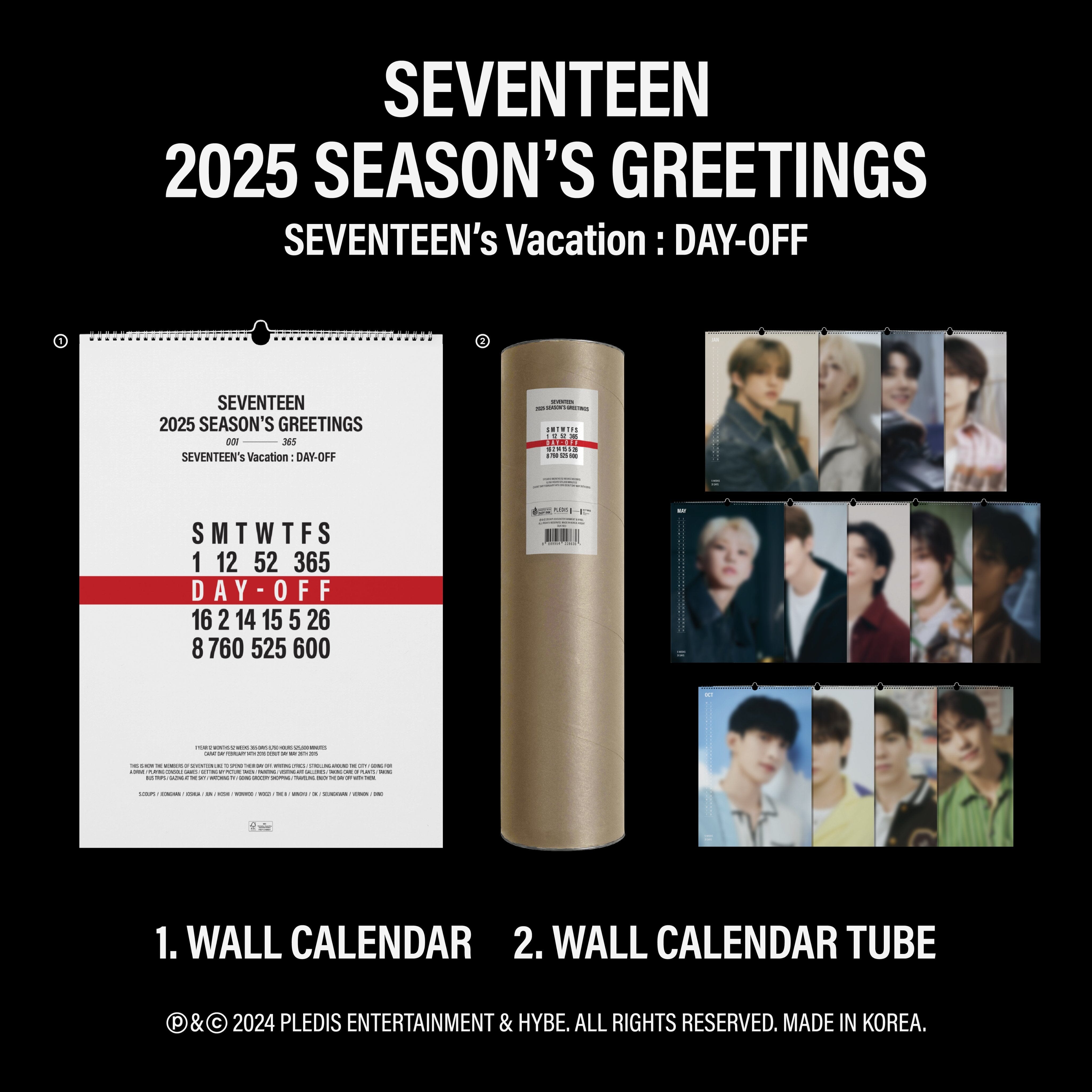 SEVENTEEN - 2025 WALL CALENDAR (SEVENTEEN'S VACATION : DAY-OFF) Nolae