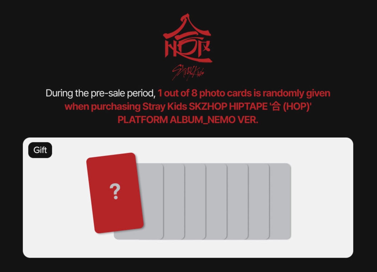 STRAY KIDS - SKZHOP HIPTAPE ‘合 (HOP)’ (NEMO VER.) + JYP SHOP Photocard Nolae