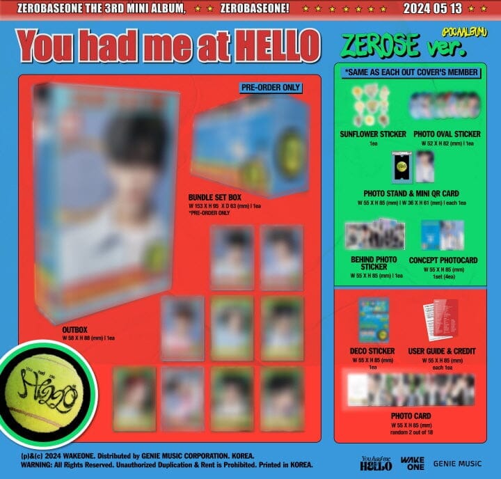 ZB1 - YOU HAD ME AT HELLO (THE 3RD MINI ALBUM) POCA ALBUM 2ND LUCKY DRAW Nolae