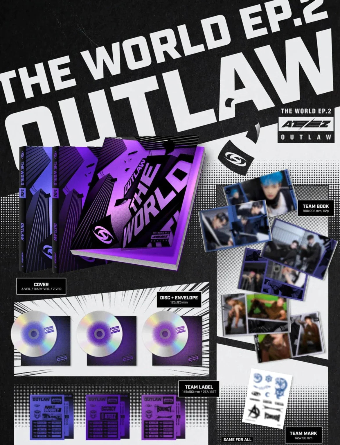 ATEEZ - THE WORLD EP.2 OUTLAW + Makestar Fotokarte Nolae Kpop