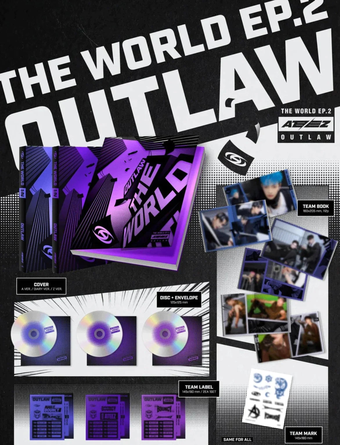 ATEEZ - THE WORLD EP.2 OUTLAW + withmuu Fotokarte Nolae Kpop