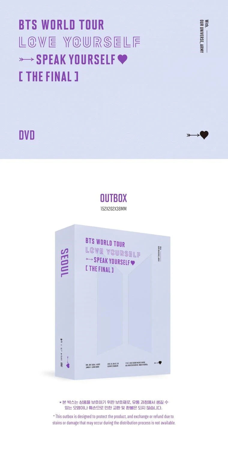 BTS - LOVE YOURSELF SPEAK YOURSELF THE FINAL (DVD) Nolae Kpop