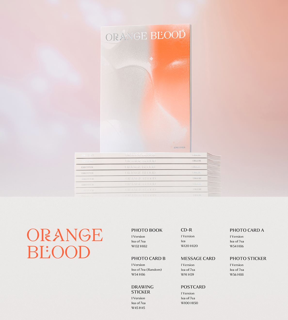 ENHYPEN - ORANGE BLOOD (5TH MINI ALBUM) ENGENE VER. + BDM Photocard Nolae Kpop