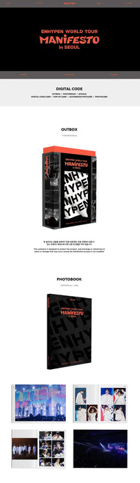 ENHYPEN - WORLD TOUR [MANIFESTO in SEOUL] (Digital Code+DVD set.) Nolae Kpop