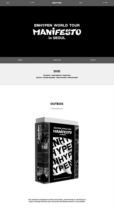 ENHYPEN - WORLD TOUR [MANIFESTO in SEOUL] (Digital Code+DVD set.) Nolae Kpop
