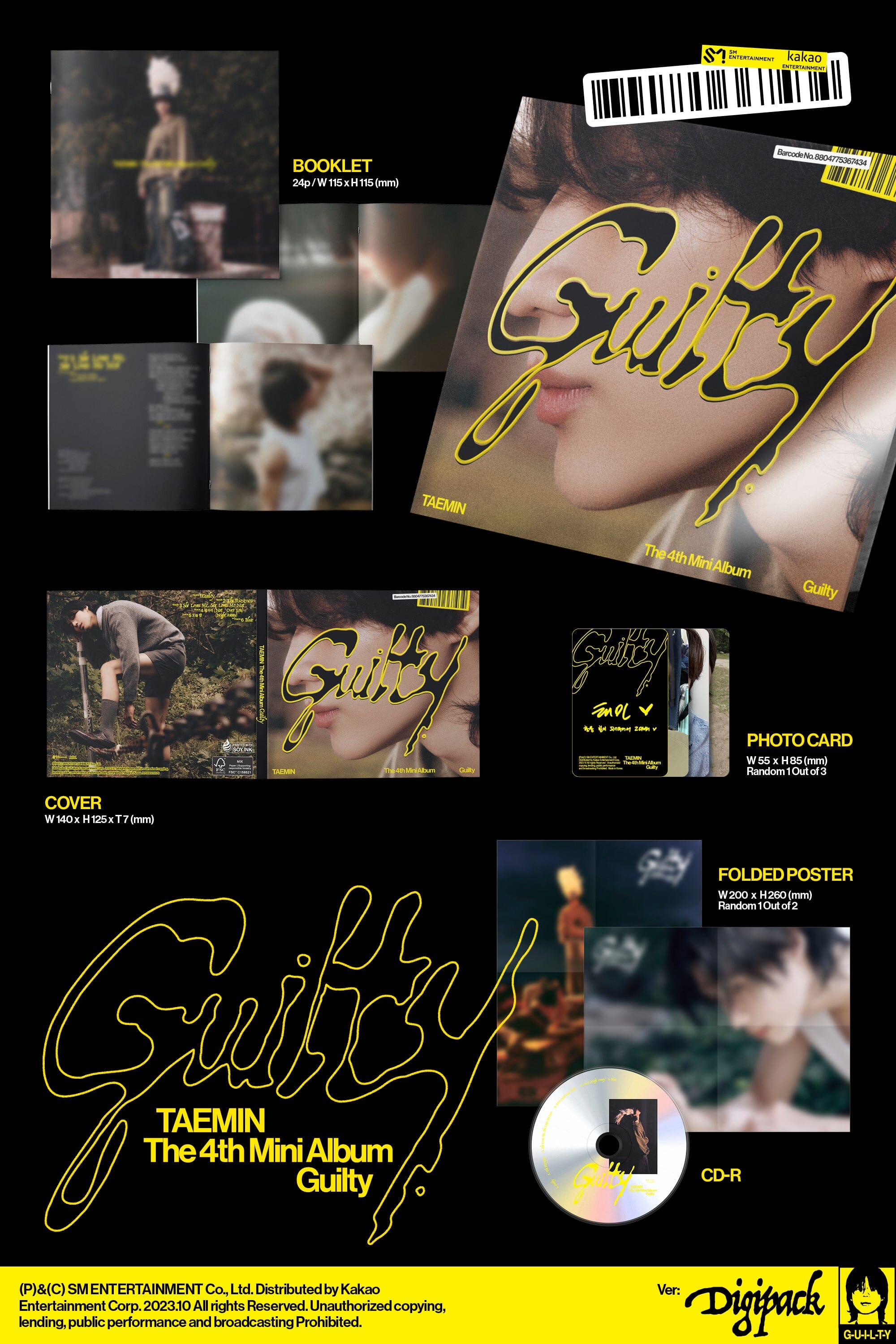 TAEMIN (SHINee) - GUILTY (4TH MINI ALBUM) DIGIPACK VER. Nolae Kpop